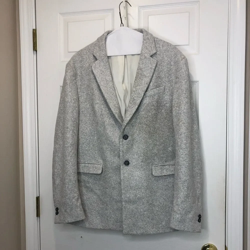 Zara wool blend 2 button grey blazer suit jacket, size 44
